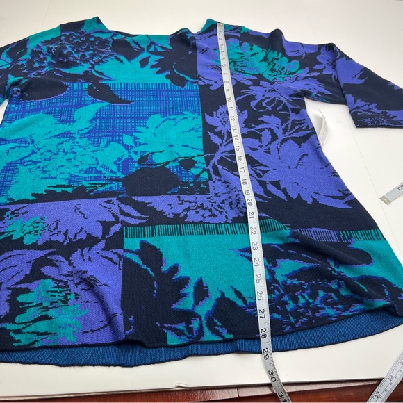 Chico’s 3 Womens US Size XL Tunic Sweater Floral Fanfare Green Blue Purple NEW - Picture 9 of 12